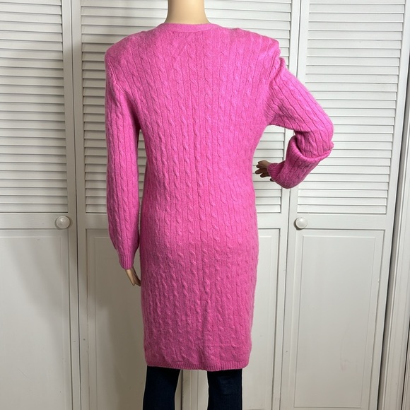 Sutton Studio Long Cable Knit Cashmere Pink Cardigan XL - Picture 7 of 12
